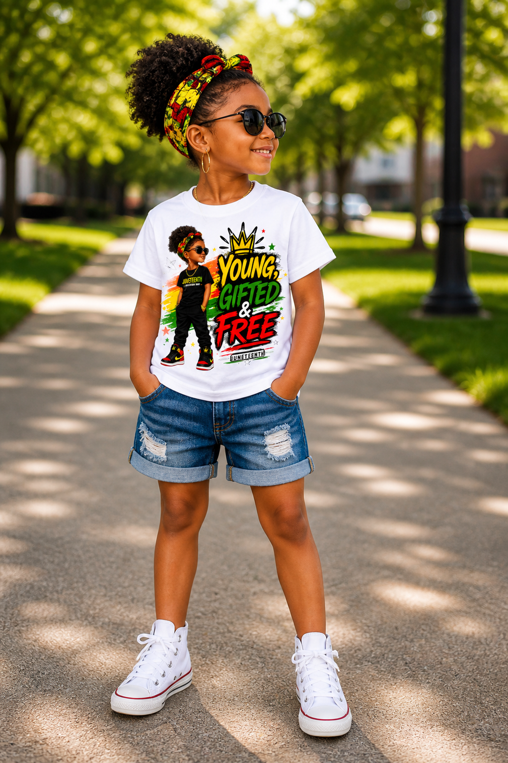 Young, Gifted and Free Juneteenth Kids Youth Shirt♥️🖤💛💚