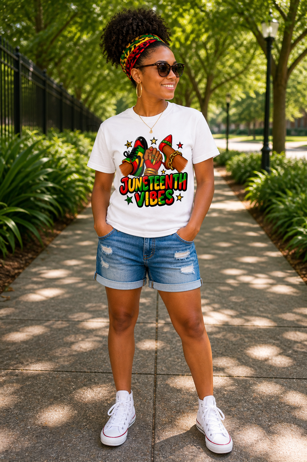 Celebrate culture, pride, and powerful vibes with our Juneteenth Vibes shirt ❤️🖤💛💚