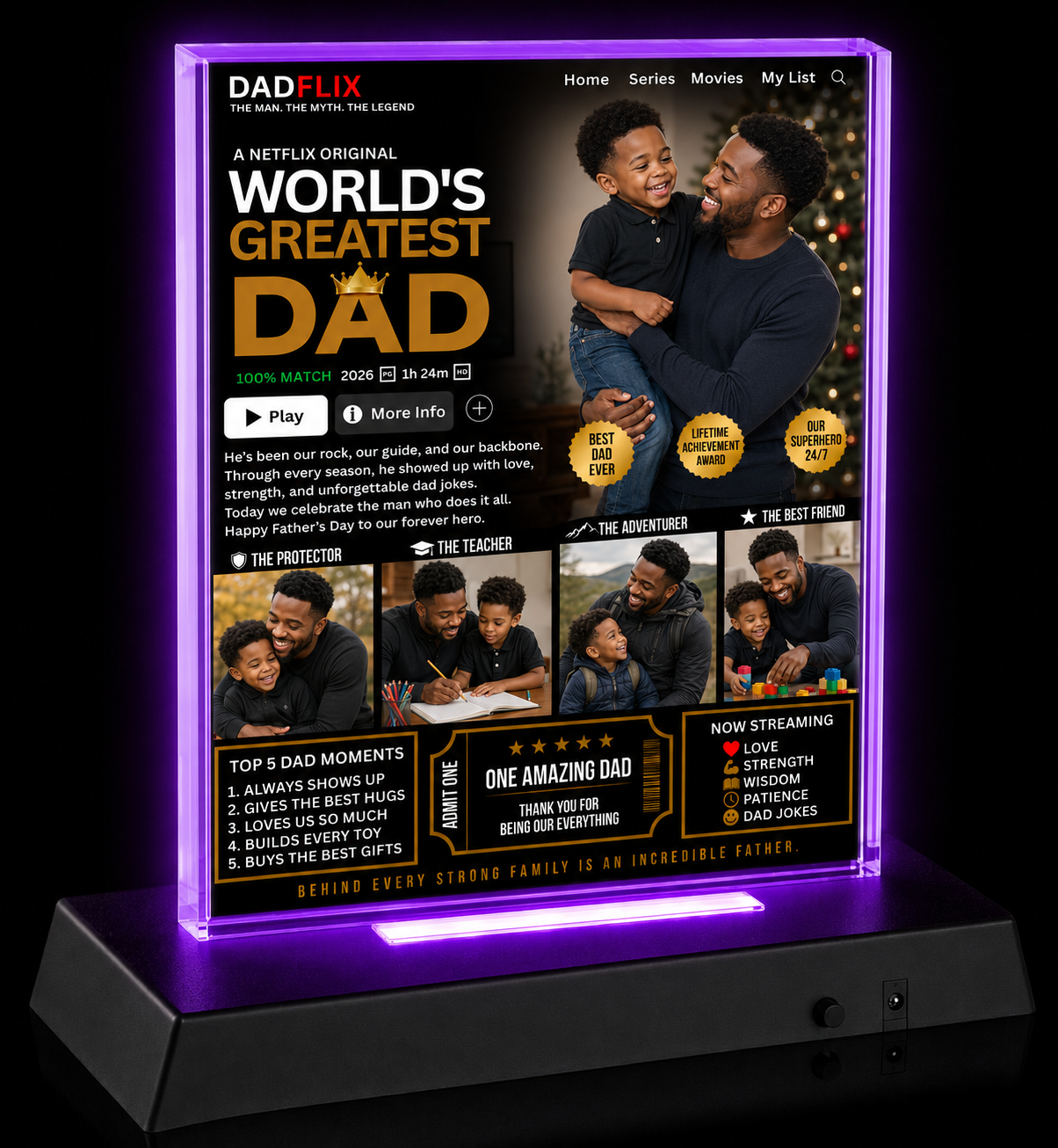 Personalized DadFlix LED Plaque