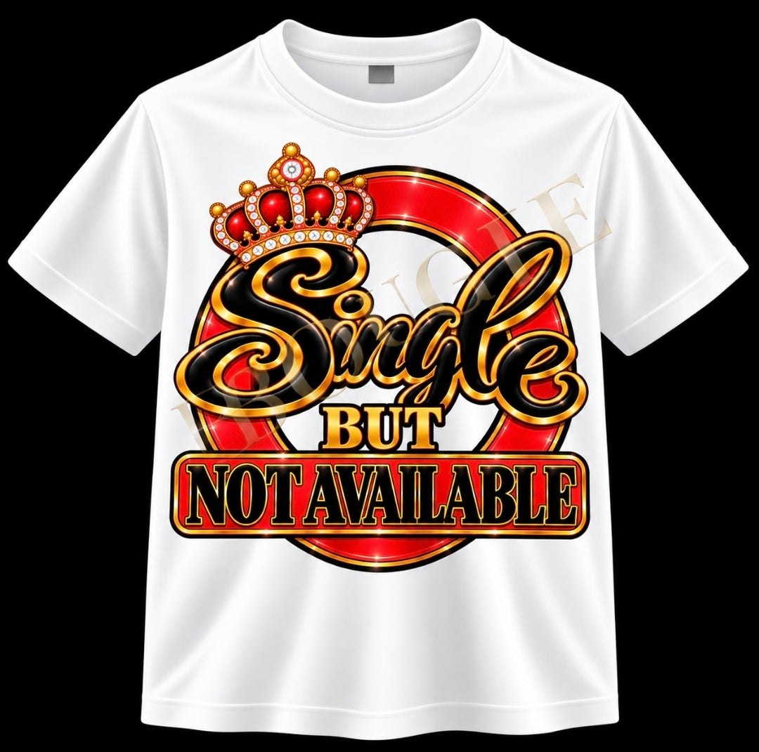 Single But Not Available Graphic T-Shirt | Red, Black & Gold Crown Tee