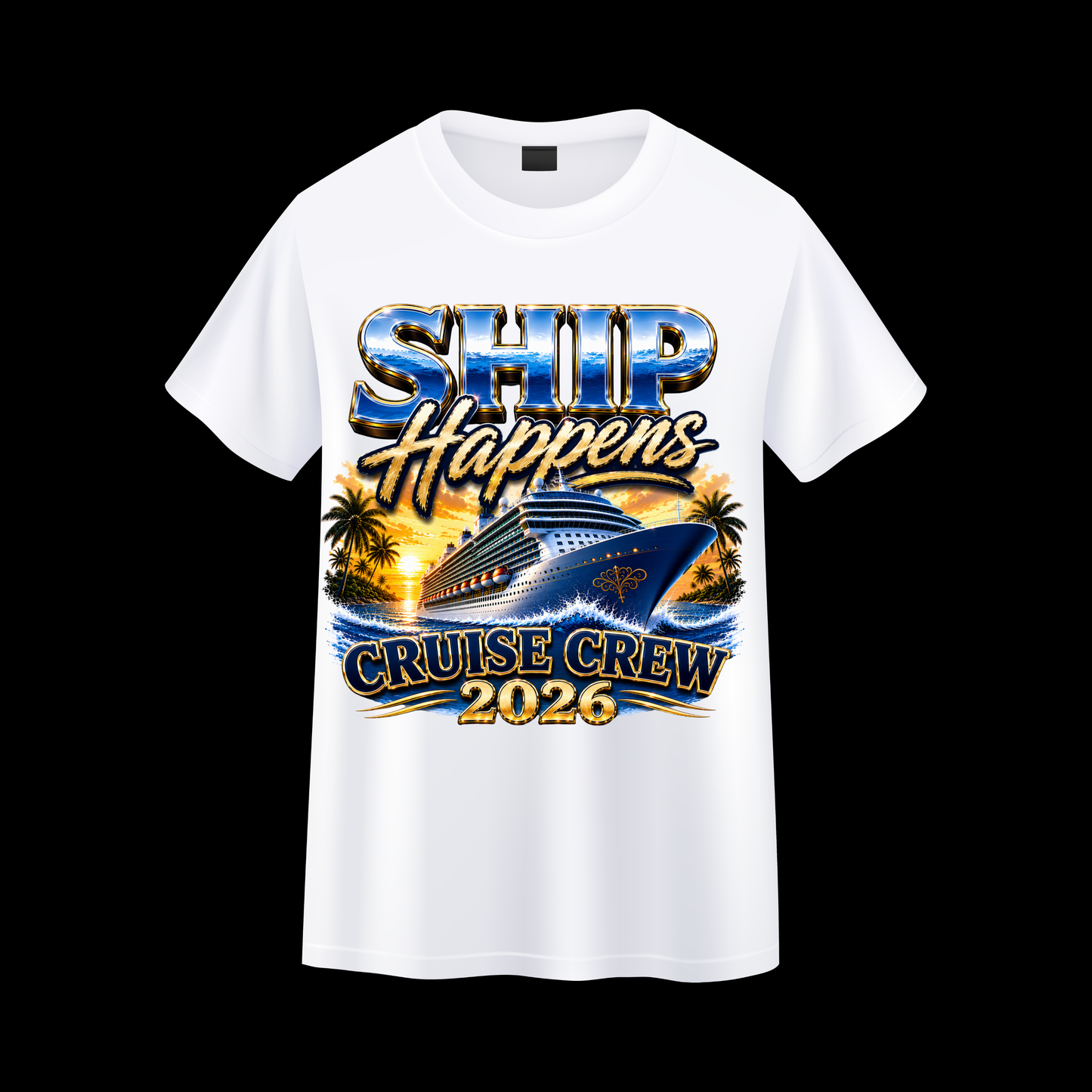 Ship Happens Cruise Crew 2026 T Shirt | Funny Cruise Vacation Tee | Matching Group Cruise Shirt | Tropical Cruise Tee