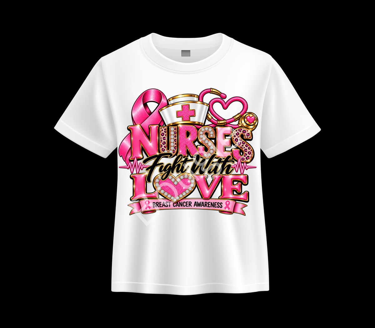 Nurses Fight With Love T-Shirt | Breast Cancer Awareness Nurse Tee