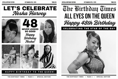 Personalized Birthday Newspaper | Custom Birthday Gift | Birthday Keepsake | Party Decoration