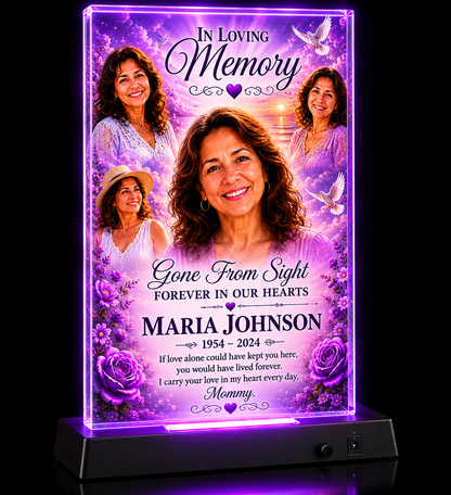 Personalized Memorial Acrylic Plaque with LED Base