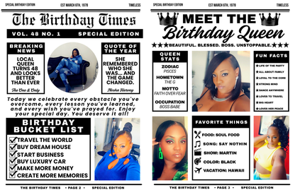 Personalized Birthday Newspaper | Custom Birthday Gift | Birthday Keepsake | Party Decoration